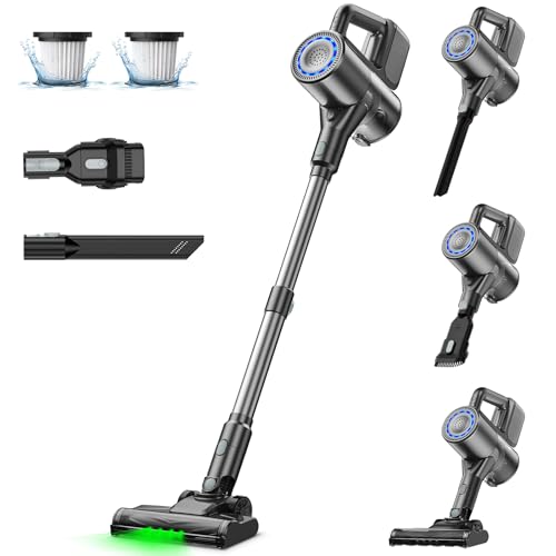 Cordless Vacuum Cleaner, 40Kpa Lightweight Stick Vacuum with 40 mins Runtime, Self-Standing Stick Vacuum Cleaners for Home, Rechargeable Cordless Vacuum for Hard Floors, Carpet and Pet Hair