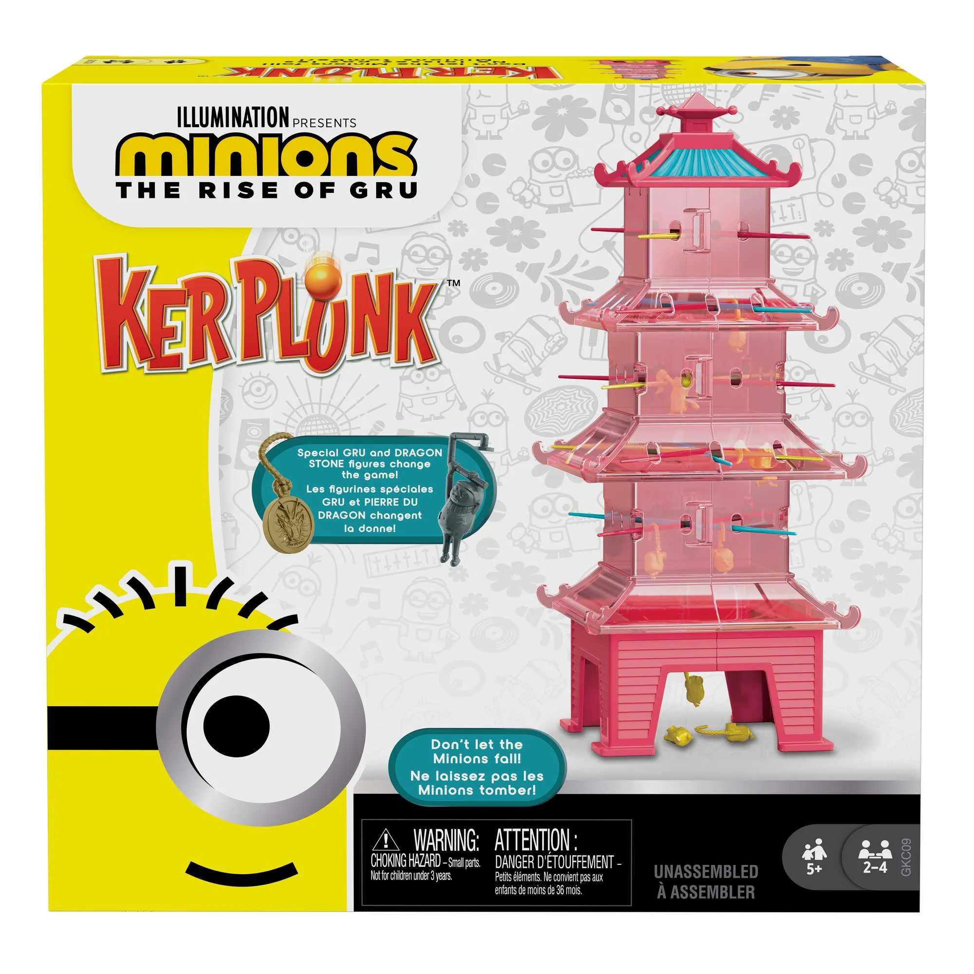 Kerplunk Kids Game for Game Night Featuring Minions Figures from Minions: The Rise Gru Movie