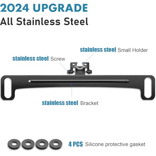 Universal Car Rear View Camera License Plate Bracket,Upgraded Full Stainless Steel Backup Camera Mount Dash Cam Mirror Camera Accessory Rear Camera Mount,Only Installation Holder for Back Up Camera