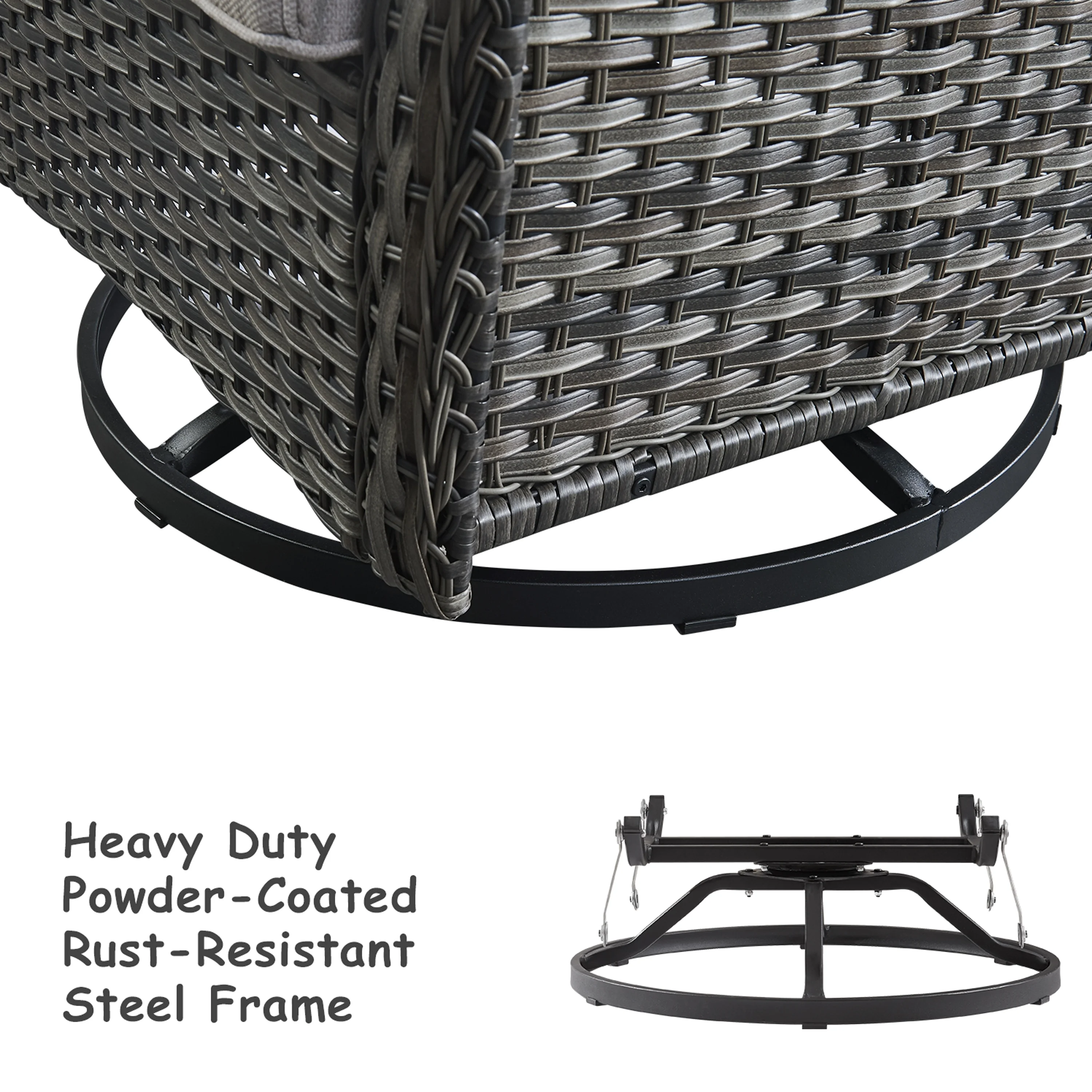 Pocassy Outdoor Wicker Glider Swivel Club Chairs (Set of 2) Brown/Beige