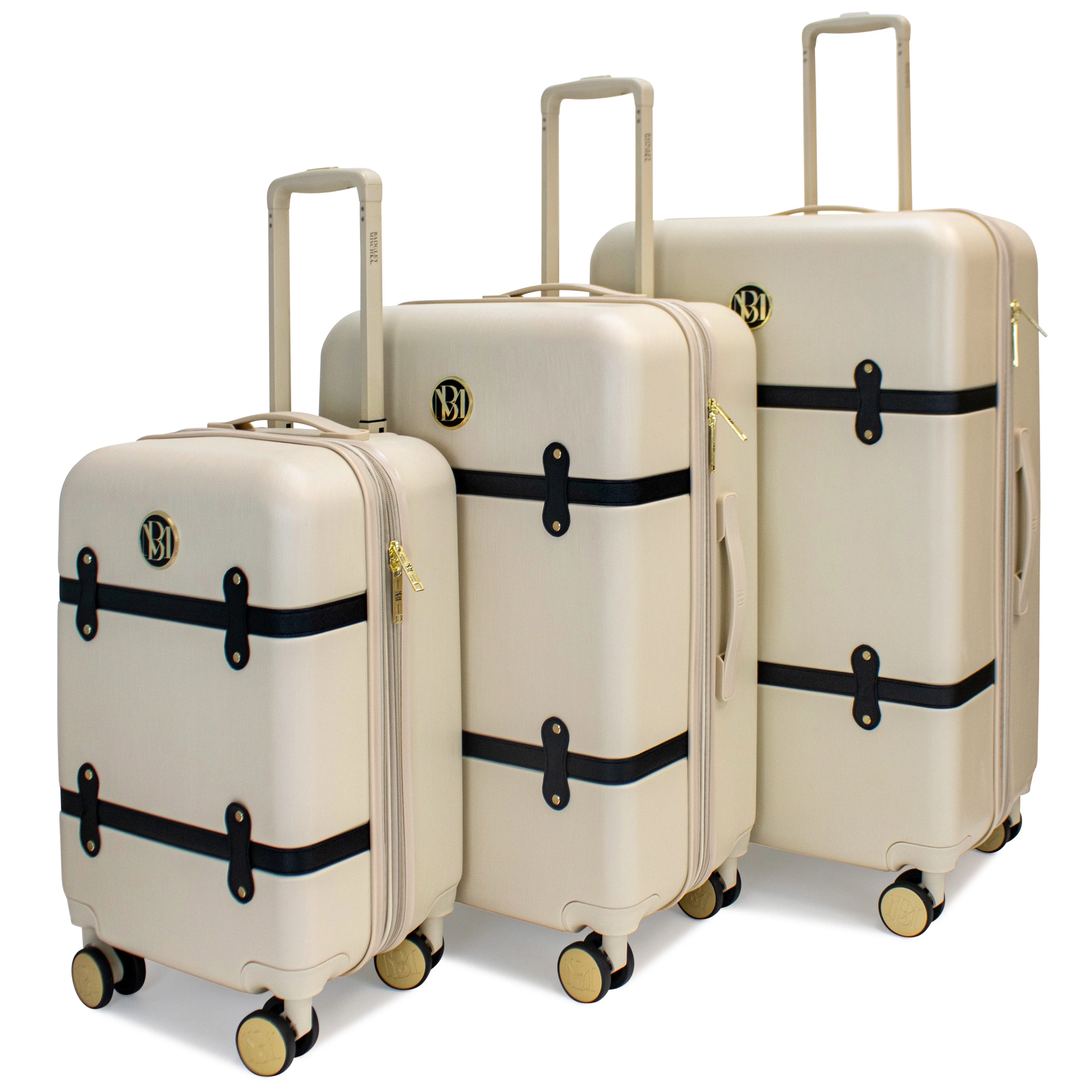 BADGLEY MISCHKA Grace 3 Piece Expandable Retro Luggage Set (Champagne)