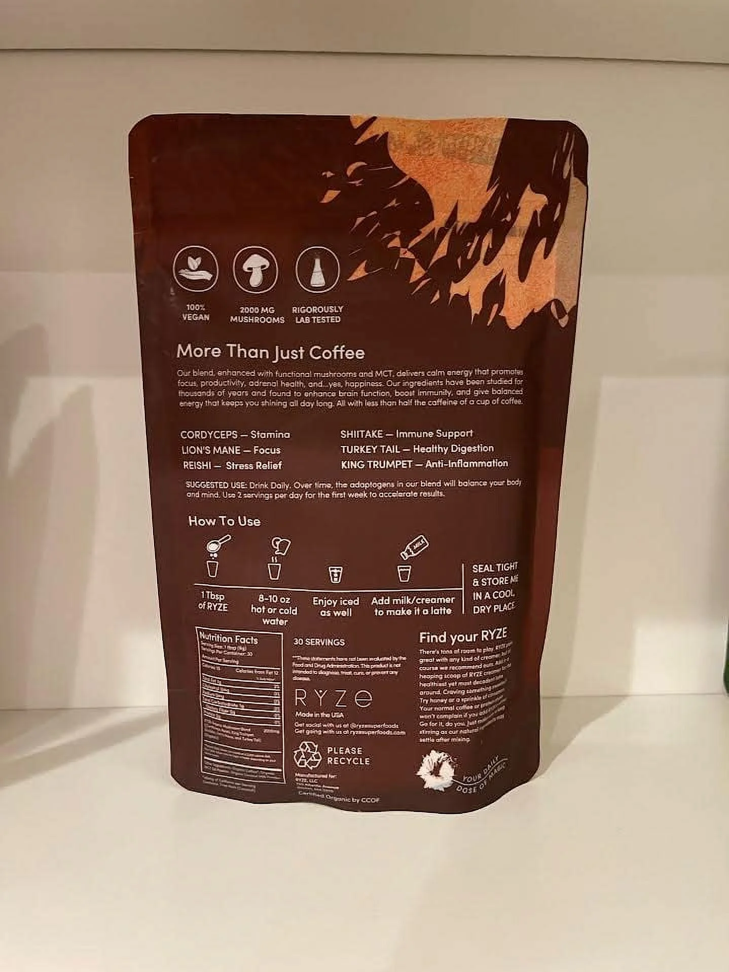 Ryze Mushroom Coffee Organic (30 Servings) 5.29 Ounce (Pack of 1)