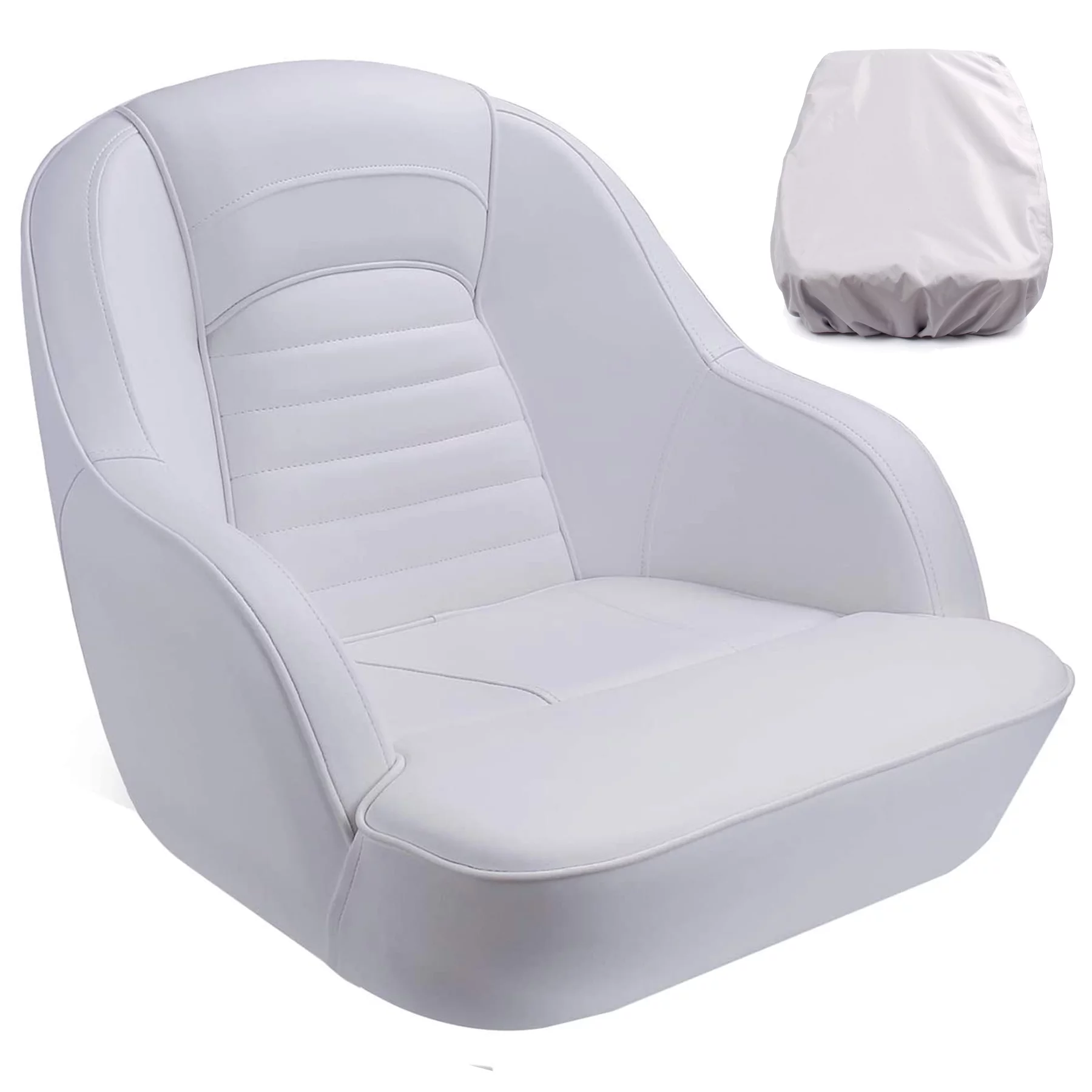NORTHCAPTAIN P1 Pontoon Boat Seat Captain Bucket Seat with Boat Seat Cover,White