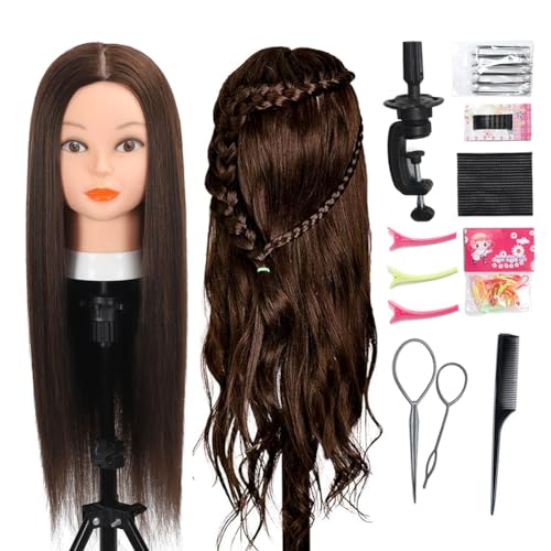 Mannequin Head with Hair 80% Human Hair Straight 26