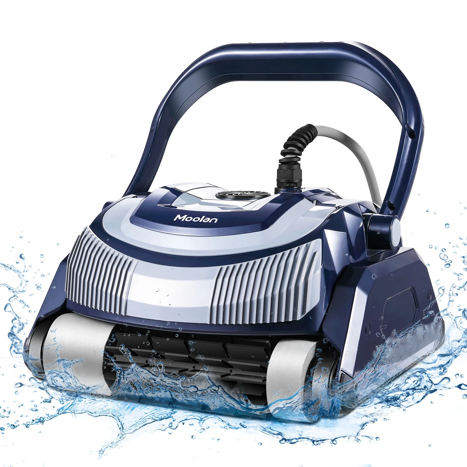 Moolan Automatic Robotic Pool Vacuum Cleaner, Pool Vacuum Cleaners, with Self-Parking Technology, LED Indicator, Ideal for Above/In-Ground Swimming Pool Up to 1200 ft², Blue, New