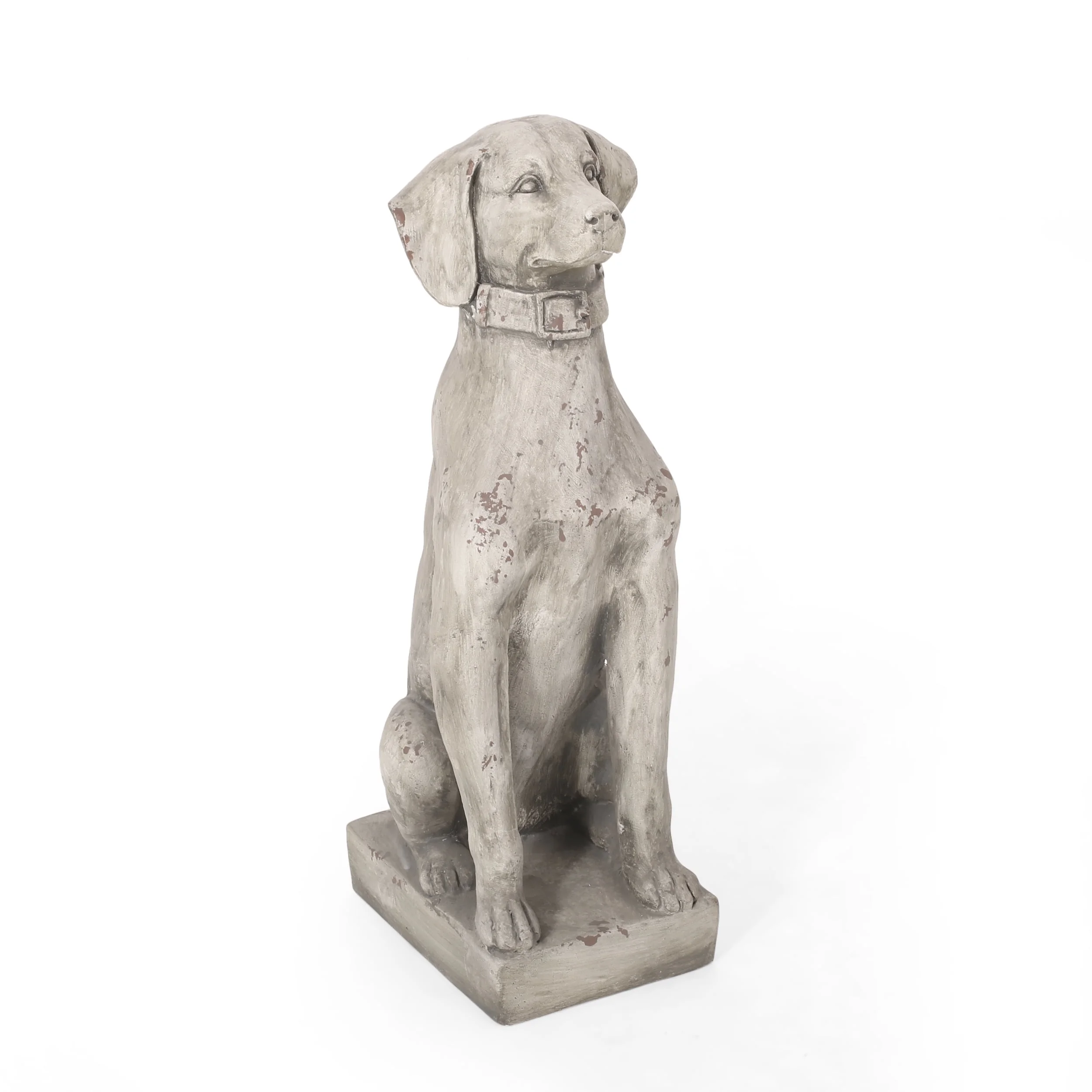 GDF Studio Ashtabula Outdoor Dog Garden Statue, Antique White