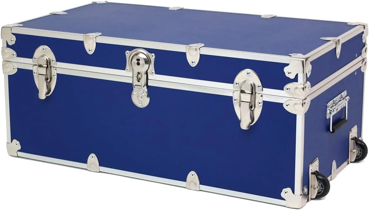 Rhino Trunk & Case Essential Summer Camp Trunk with Wheels - Camping Storage Chest - Ideal Trunk Size for Campers - Strong 1000+ Pounds Sitting Capacity Trunks 32