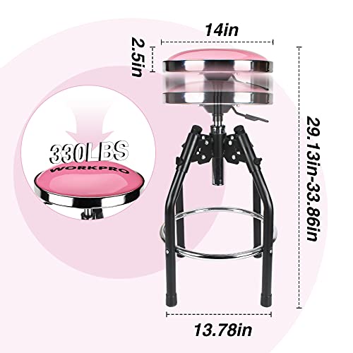 WORKPRO Heavy Duty Adjustable Hydraulic Shop Stool,Garage Bar Stool, 29in to 33.86in, 330-Pound Capacity, Black