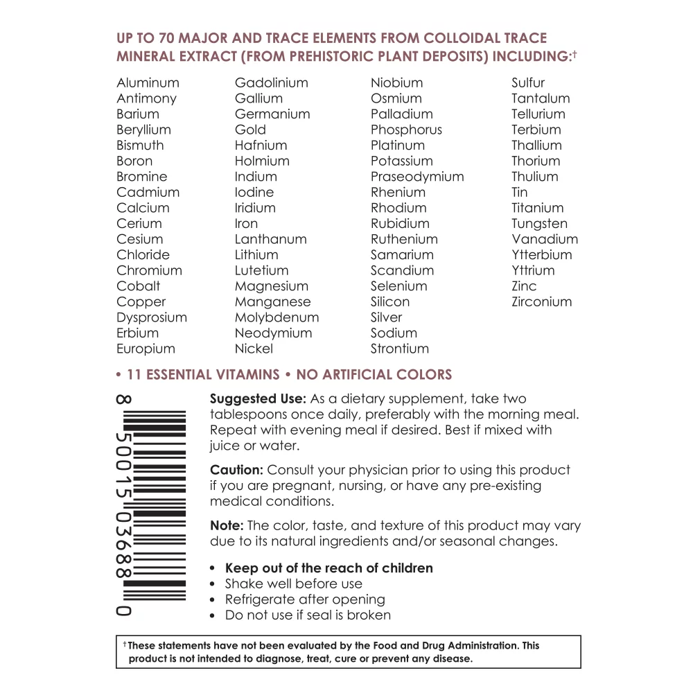 Rawleigh Power Nutrient: 32 fl oz - Vegetarian Cranberry Flavored Liquid Dietary Supplement with 70 Colloidal Trace Minerals