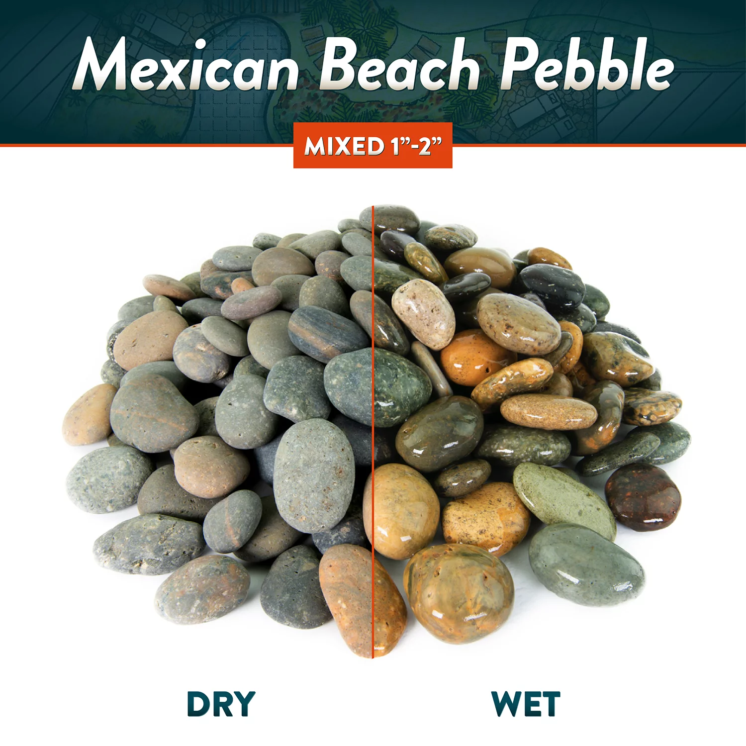 Mexican Beach Pebbles, Round River Rock  Landscape Garden Stones 40 pounds