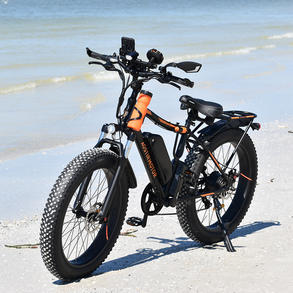 Aostirmotor Electric Mountain Bike, 48V 13AH Removable Lithium Battery 750W Ebike with Rack, 26