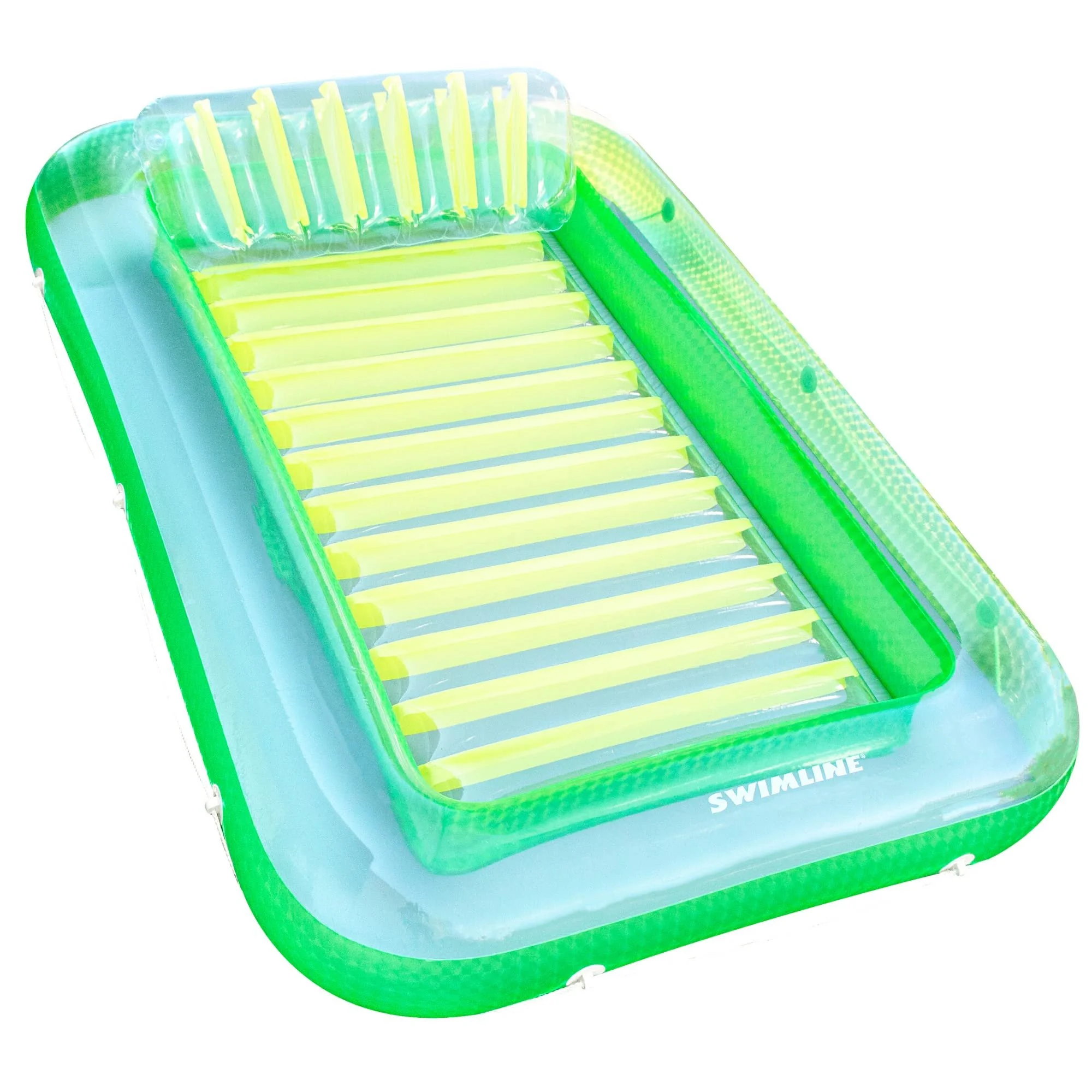 SWIMLINE Original Suntan Tub Classic Edition Inflatable Floating Lounger Green and Yellow  Tanning Pool Hybrid Lounge