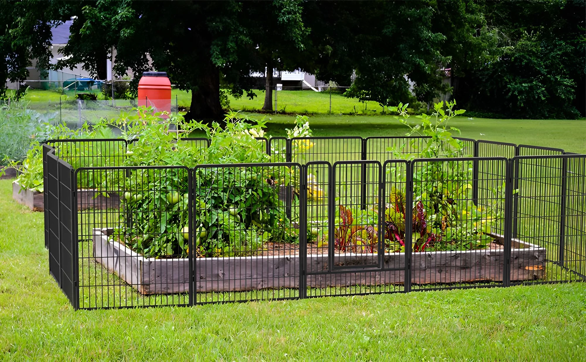 FXW Garden Fence 32 Panels 72ft (L)×40in (H) Animal Barrier Decorative Metal Fence with 2 Gates Temporary Fencing No Dig Fencing for Yard Patio, Black