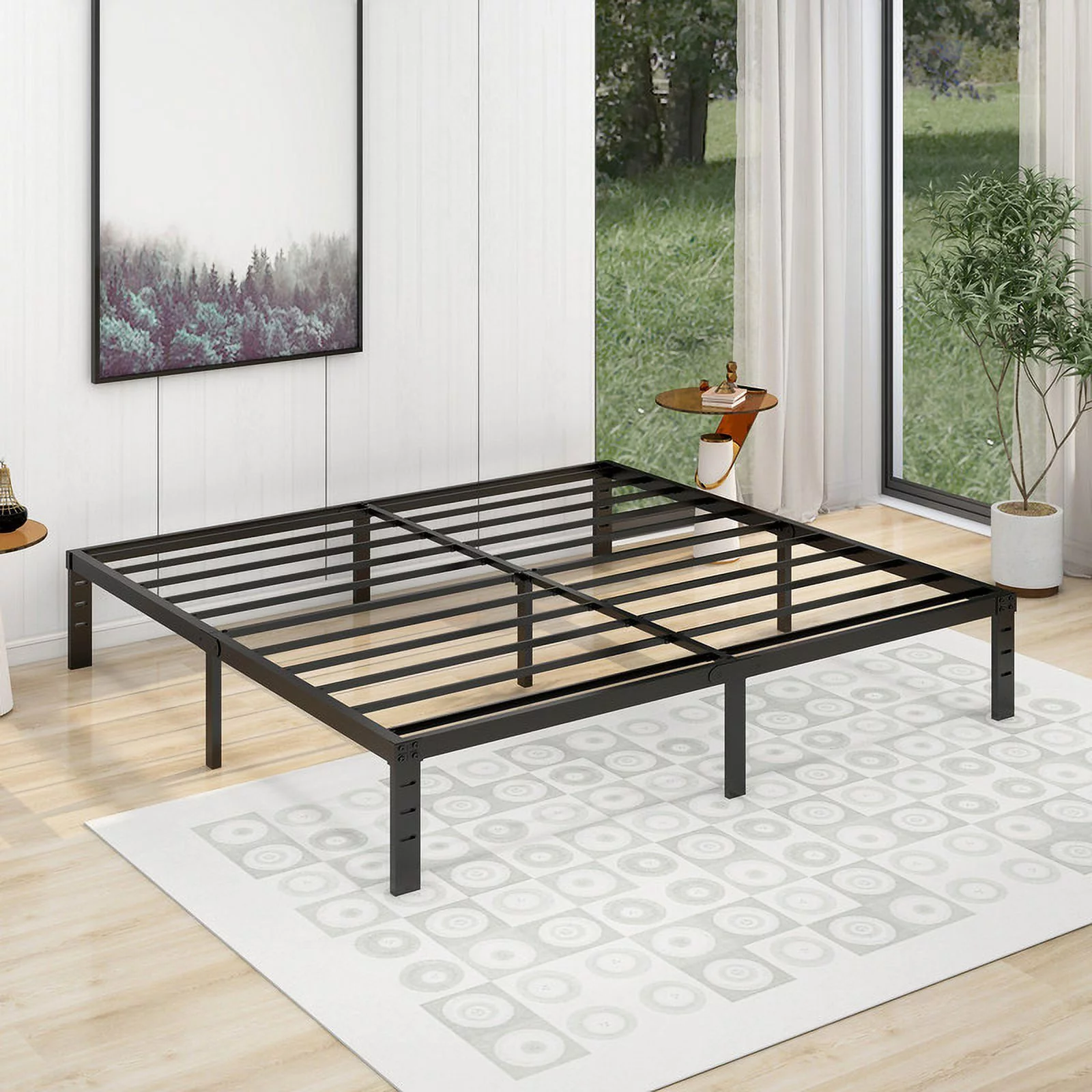 alazyhome 14 inch Metal Platform King Bed Frame with Heavy Duty Steel Slat Support, Black