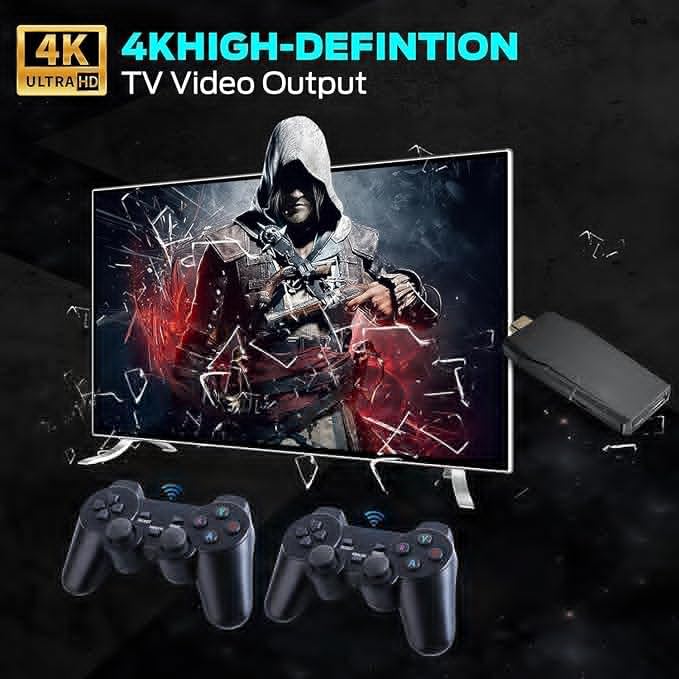 Retro Game Console, Wireless Retro Game Console, Plug & Play Video TV Game, Built-in 24,900+Games, 4K HDMI Output, and 2.4GHz Wireless Controller, 9 Classic Emulators (64G)