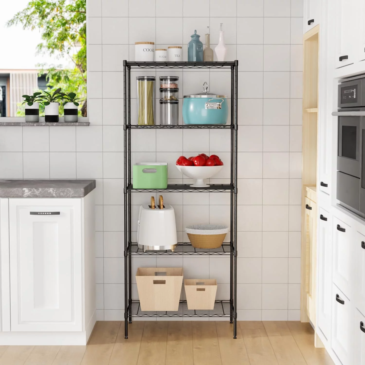 PayLessHere 5-Shelf Adjustable Wire Shelving Unit Metal Shelf Layer Rack Strong Steel Organizer Wire Rack 24