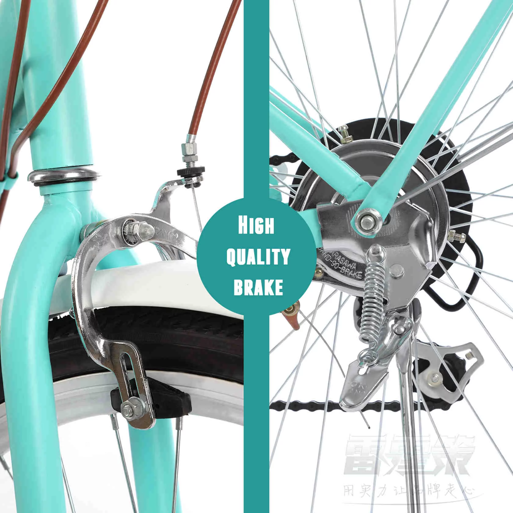 Dinling 24-Inch Beach Cruiser Bike for Women,Shimano 7 Speed,Green