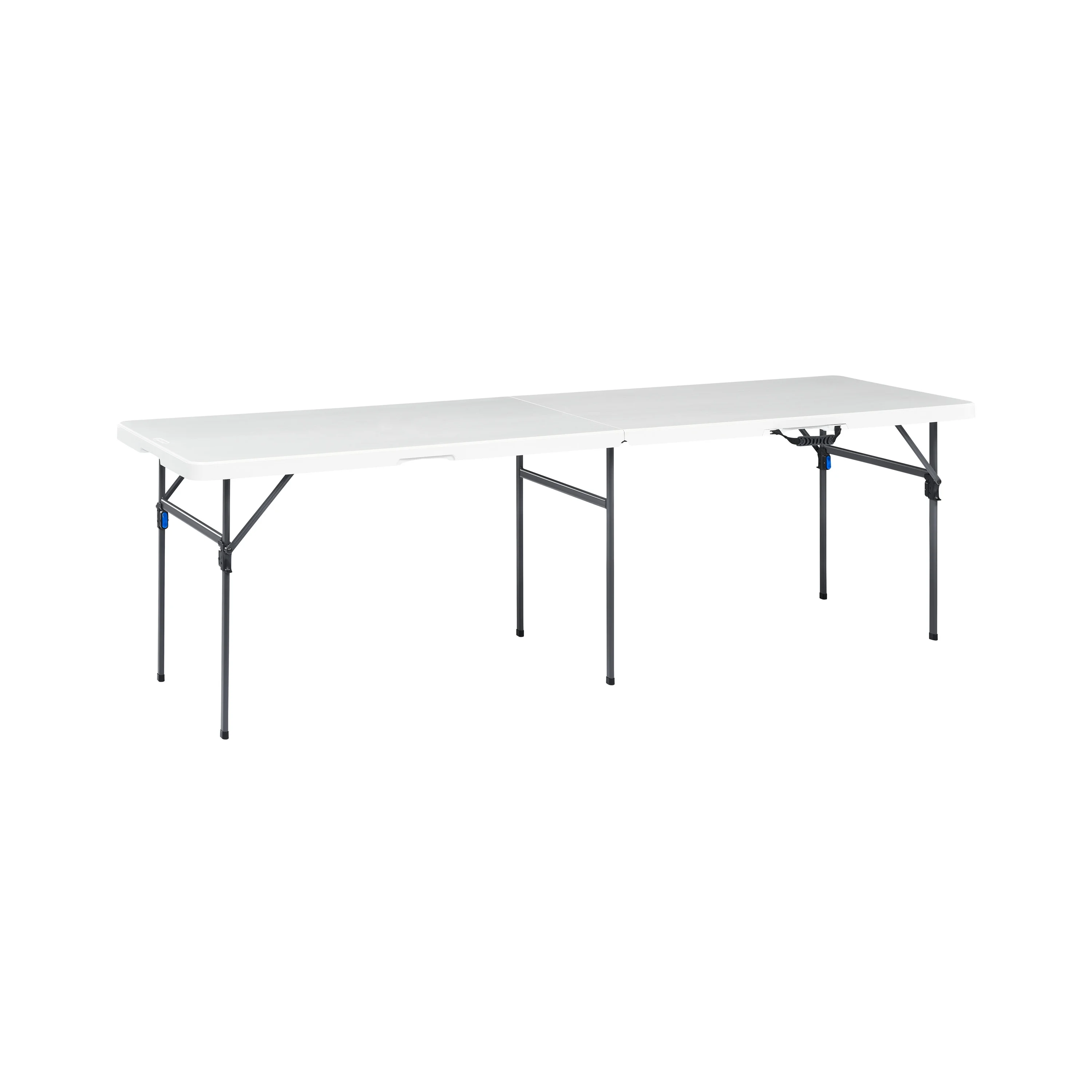 Mainstays 8 Foot Fold-in-Half Plastic Table, Indoor Outdoor, White Granite