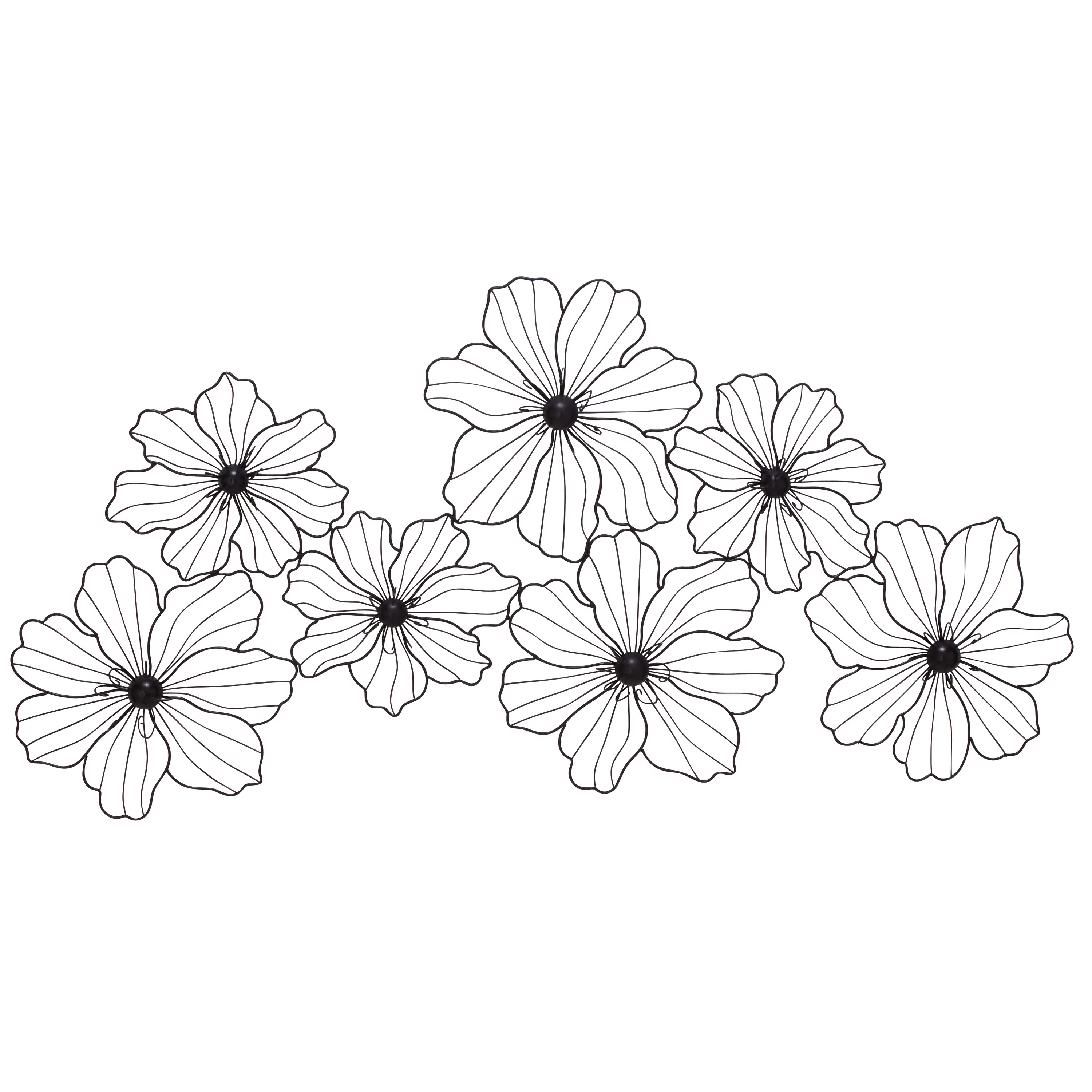 CosmoLiving by Cosmopolitan Black Metal Wire Floral Wall Decor