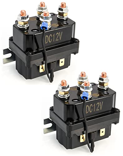 QWORK Solenoid Relay, 12V 250A Winch Relay Solenoid Replacement Contactor for 3000-5000lbs ATV UT Winch Control