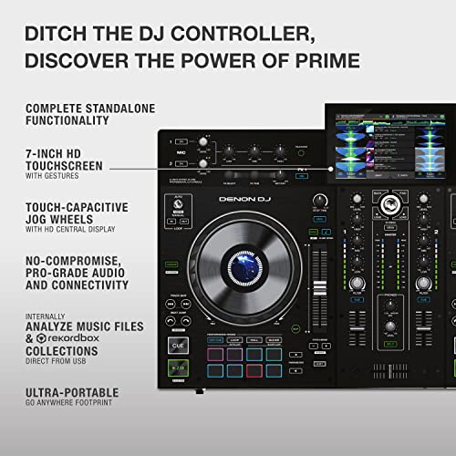 Denon DJ PRIME 4+ Standalone DJ Controller with Stem Separation on 4 Decks, Wi-Fi Streaming, Drop Sampler Mixer, 10.1