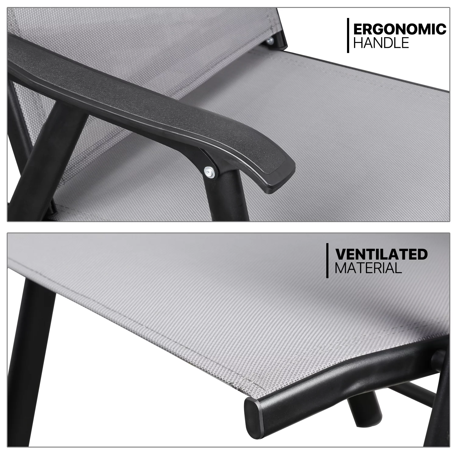 MoNiBloom 5 Pieces Patio Bistro Dining Furniture Set, W/ Tempered Glass Tabletop and Foldable Metal Chairs, for Backyard, Gray