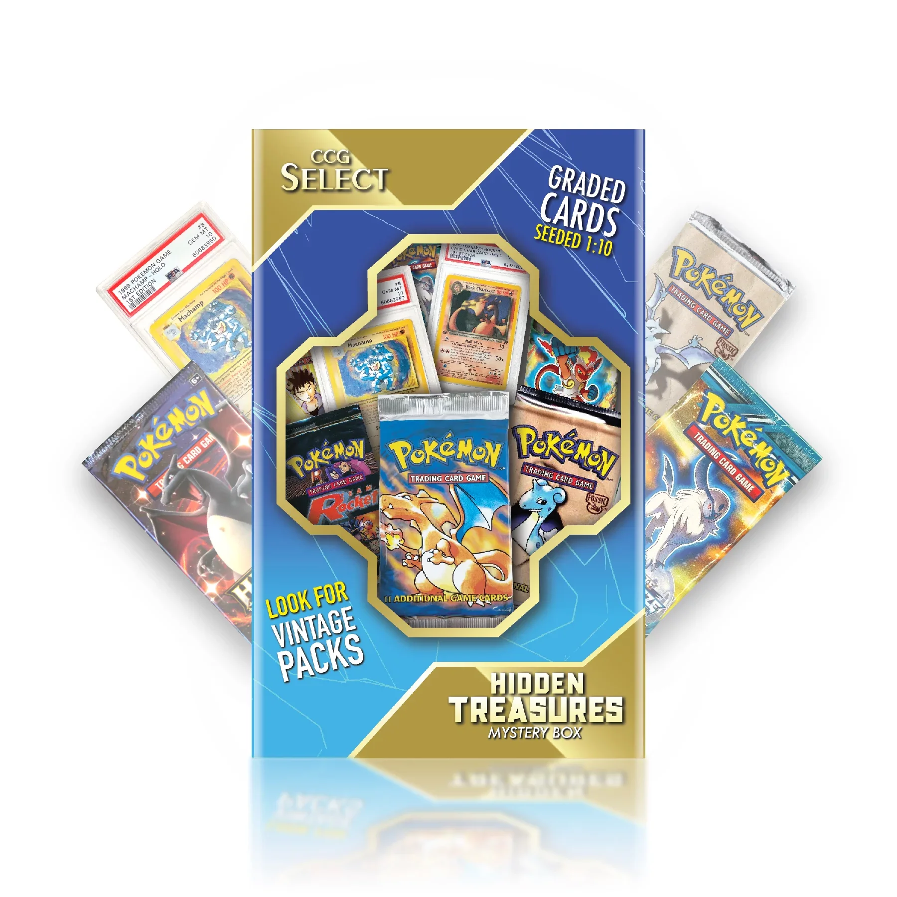 CCG Select | Hidden Treasures Mystery Box | 4 Booster Packs + Bonus Items | Compatible with Pokemon Cards