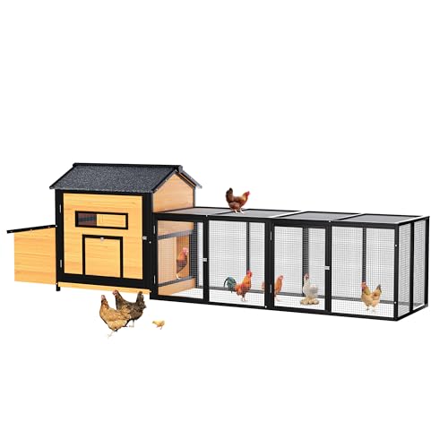 Extra Large Outdoor Chicken Coop with Nesting Box & Leak-Proof Tray – Weatherproof Asphalt Roof, Free-Range Door, Predator-Proof Wire Mesh for Backyard Poultry Farming
