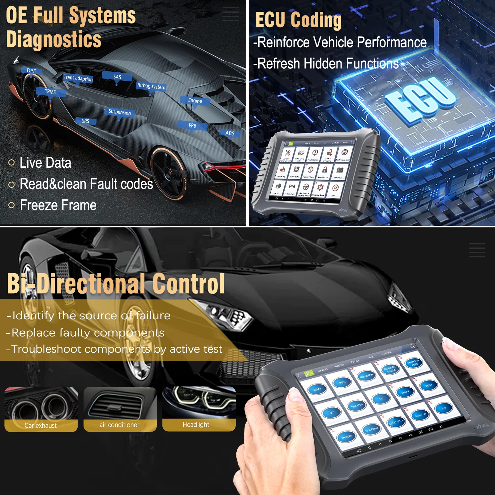 XTOOL A80 Pro Automotive Diagnostic Scan Tool, Bi-Directional Bluetooth Auto Car Scanner, 42 Services, Budget Version of XTOOL D9 Pro