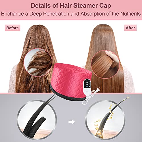 Heat Cap for Deep Conditioning, Ingeware Thermal Cap for Hair Steamer Cap for Natural Hair Portable Electric Heat Hair Spa Cap for Home Use Pattern (Solid Black)