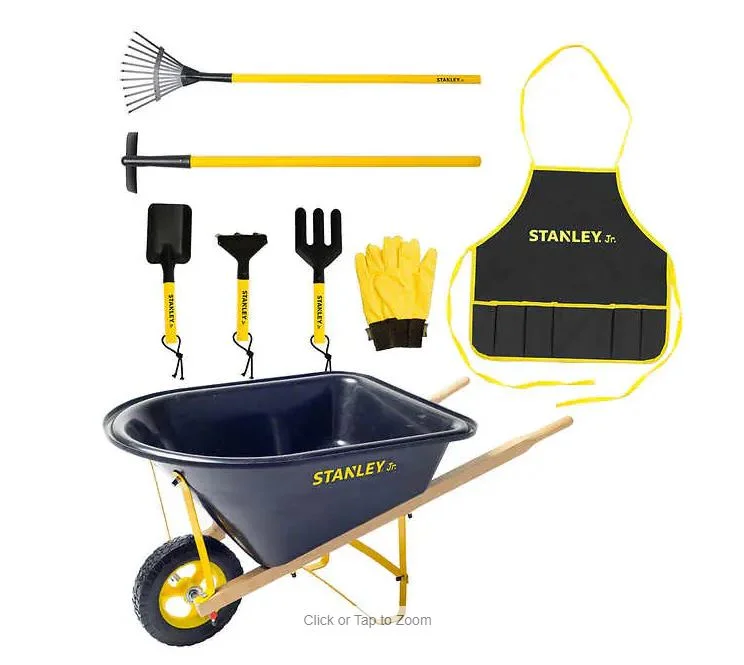 Stanley Jr. Wheelbarrow and 7-piece Garden Set