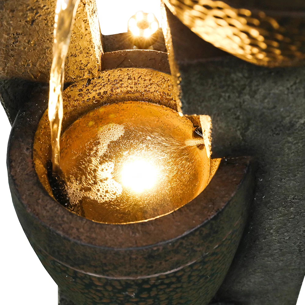 Willwolf 40'' Outdoor Water Fountain with Lights, Electric Resin Fountain for Garden