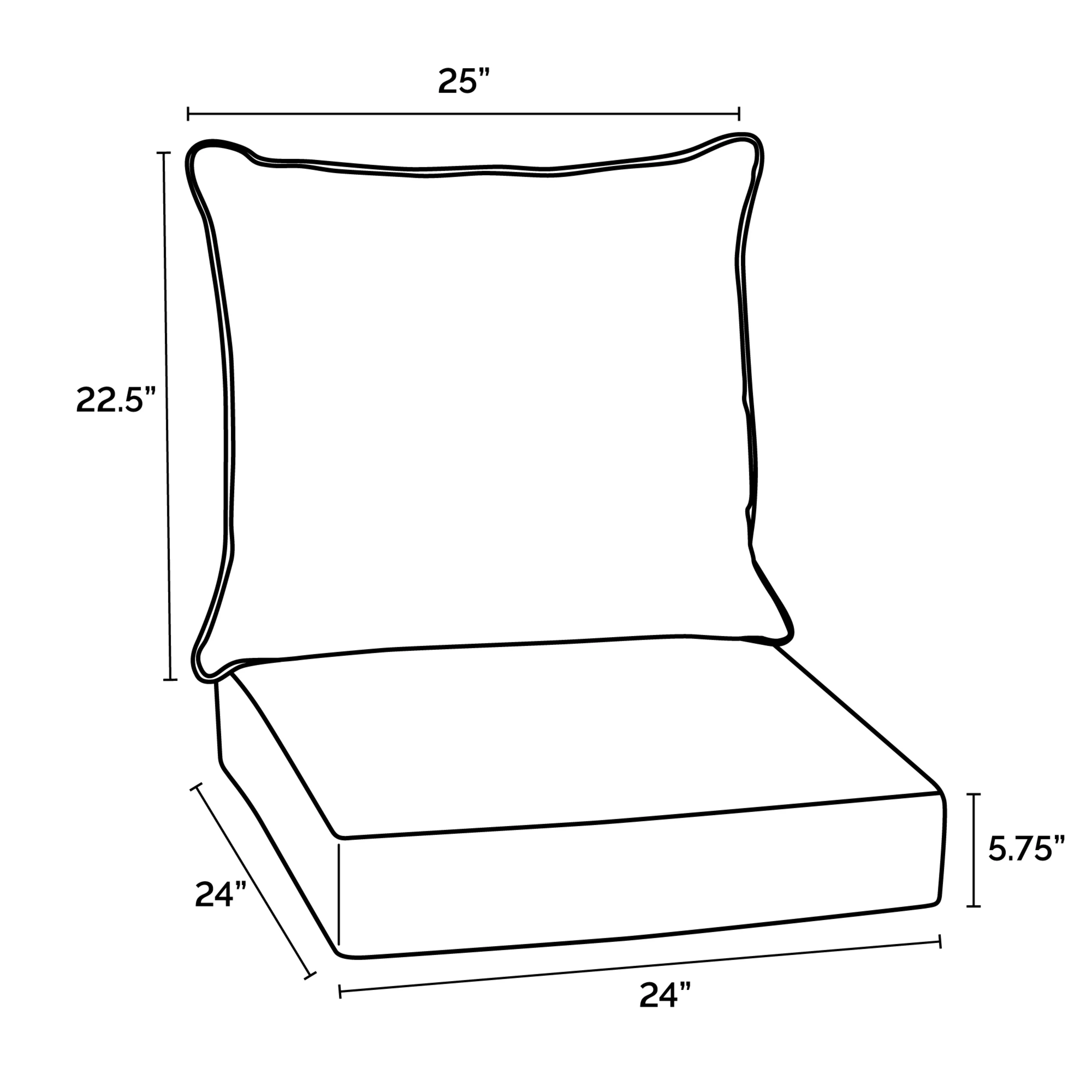 Arden Selections Outdoor Deep Seat Cushion Set, 24 x 24, Water Repellent, Fade Resistant, Deep Seat Bottom and Back Cushion for Chair, Sofa, and Couch, 24 x 24, Teal Cobalt Stripe