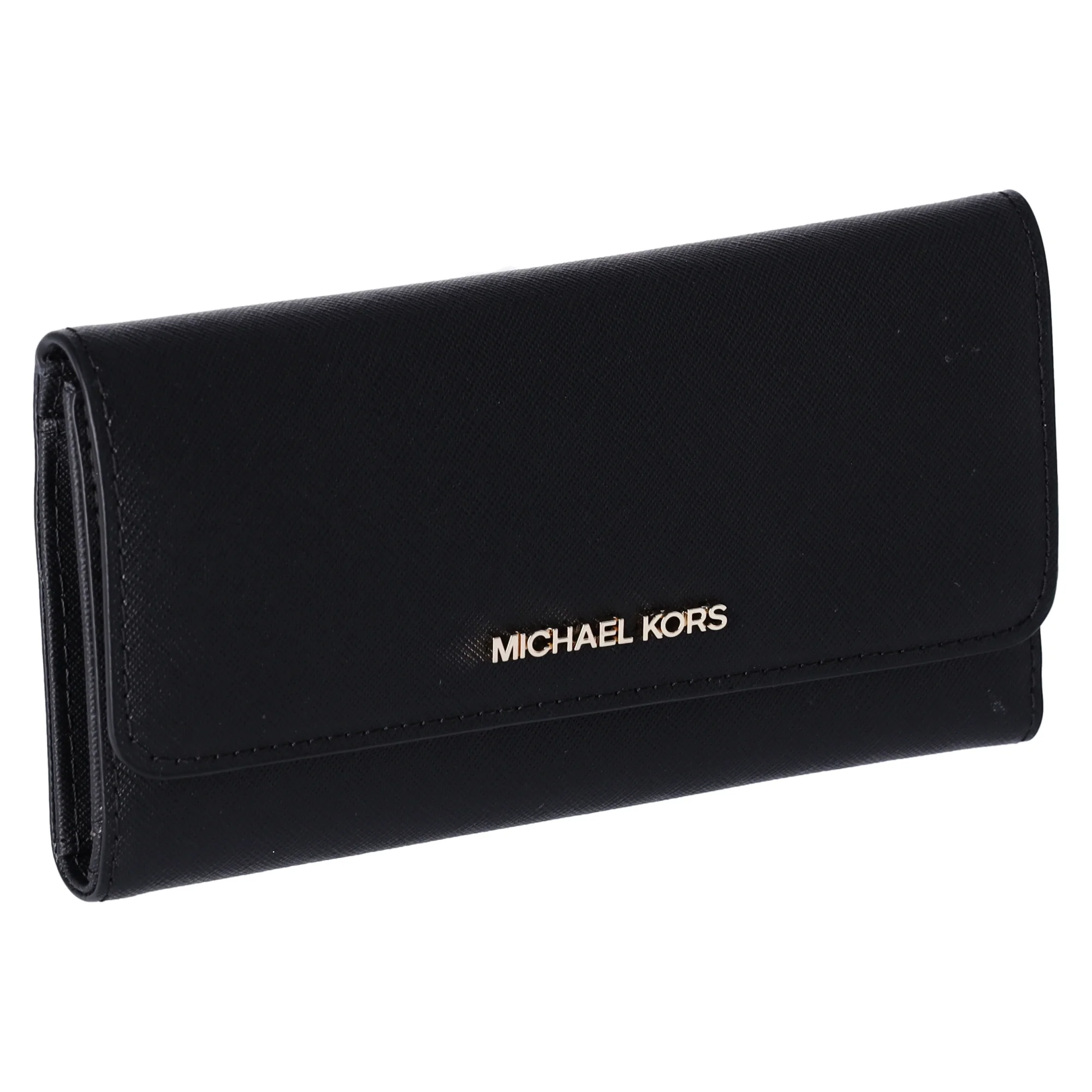 Michael Kors Jet Set Travel Large Trifold Leather Wallet, Black