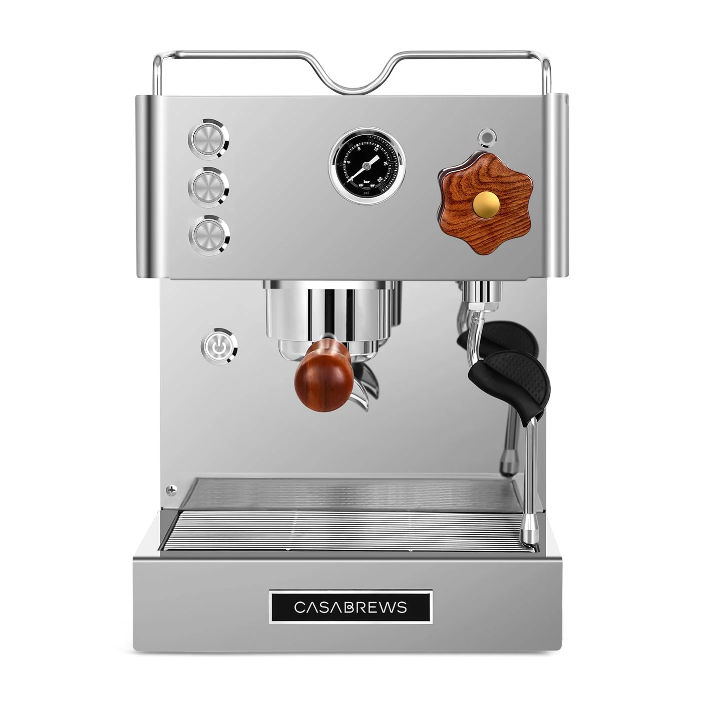 Casabrews 15 Bar Espresso Machine, Semi-Automatic Coffee Machine with Built-in Spotlight, Silver