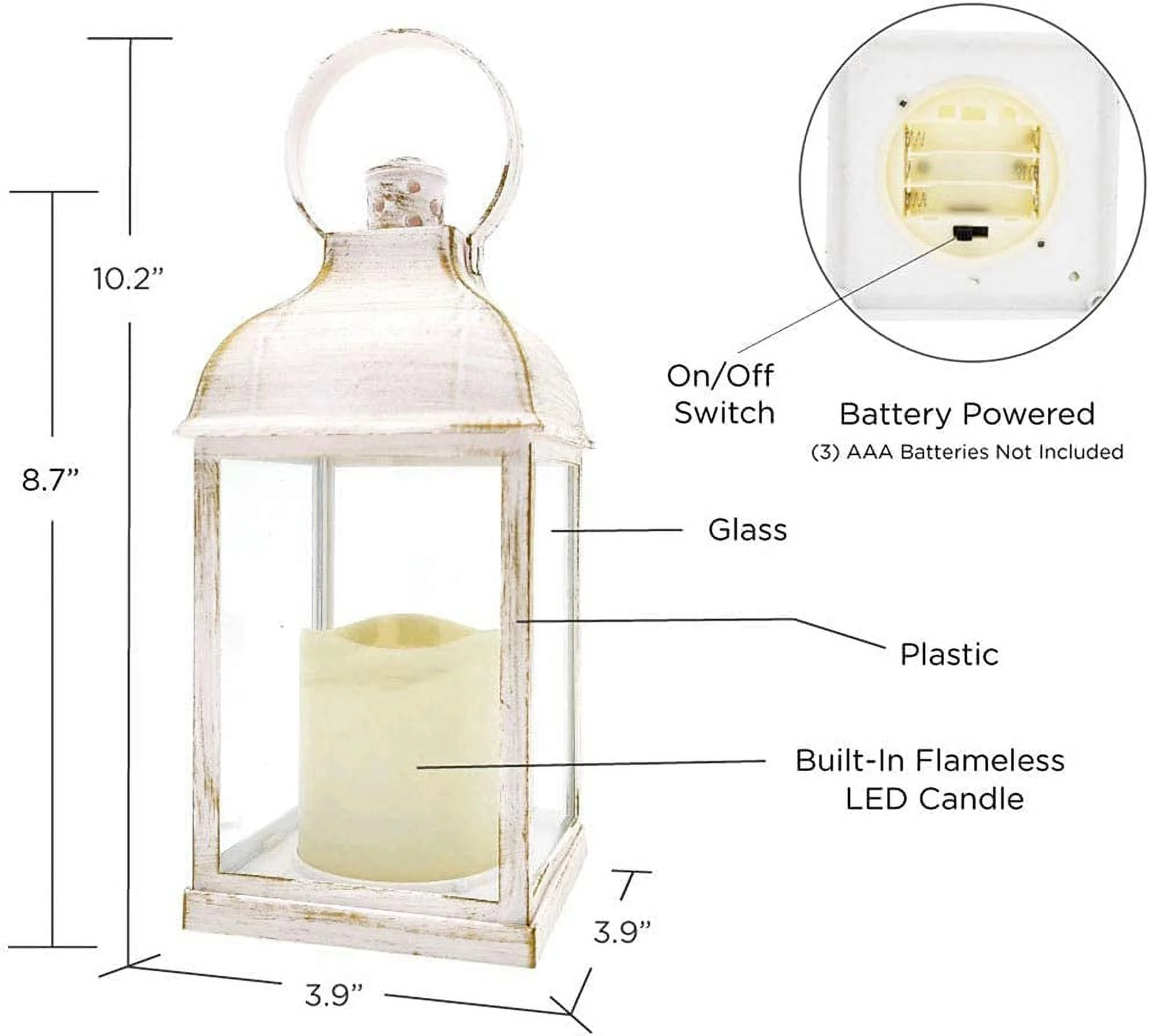 LED Decorative Lanterns - Set of 4 - Kate Aspen Vintage Rustic Home Décor Lantern Tabel Centerpiece for Wedding, Bridal Shower, Anniversary Party - White Marrakesh