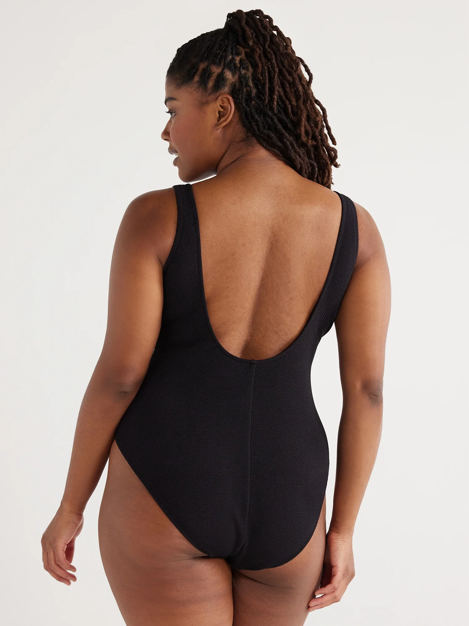 Love & Sports Women's Scrunchy Scooped Back Tank One-Piece Swimsuit, Pink, Sizes XS-XXL