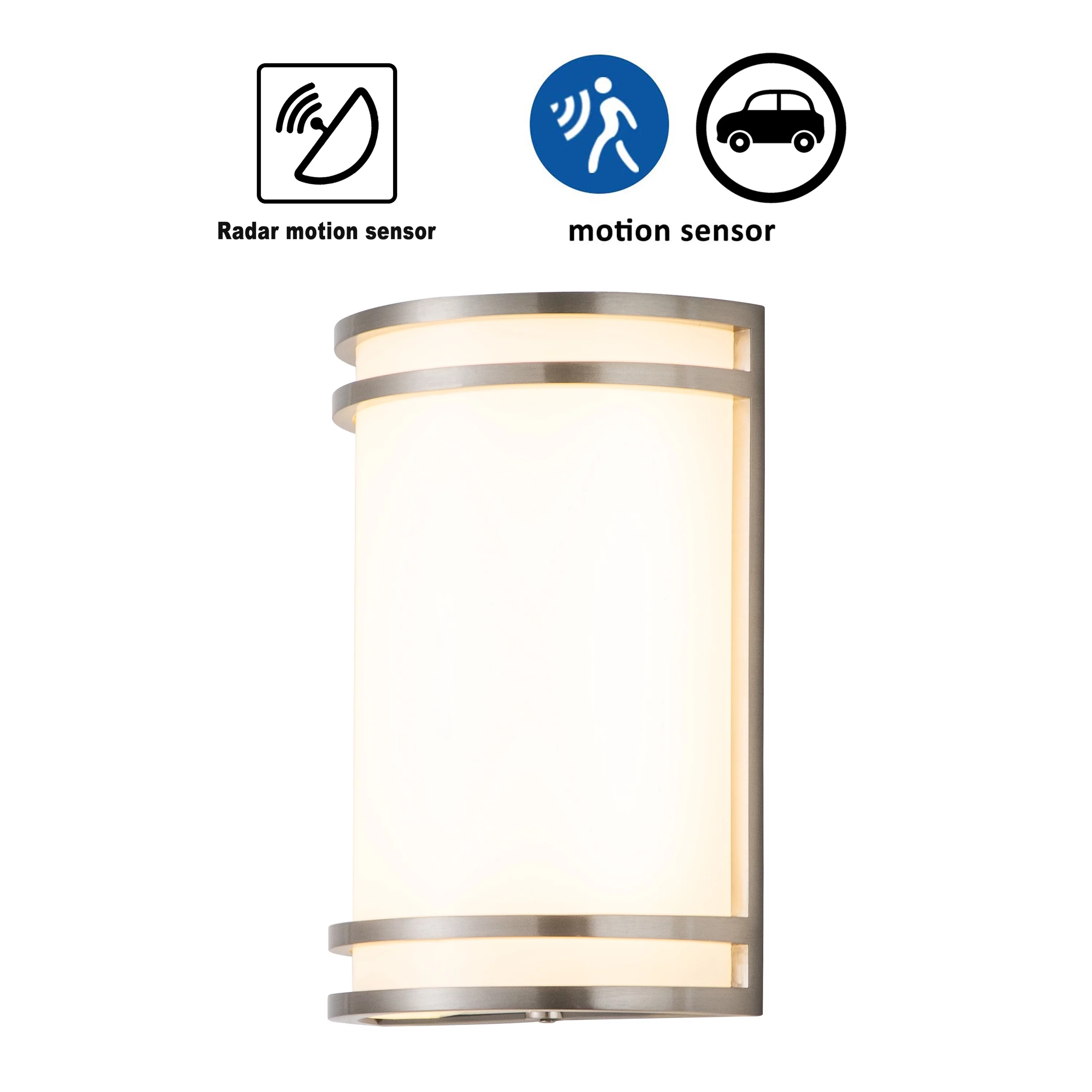 C Cattleya 1-Light Brushed Nickel Aluminum 15-Watt LED Radar Sensor Outdoor Wall Light with Acrylic Shade