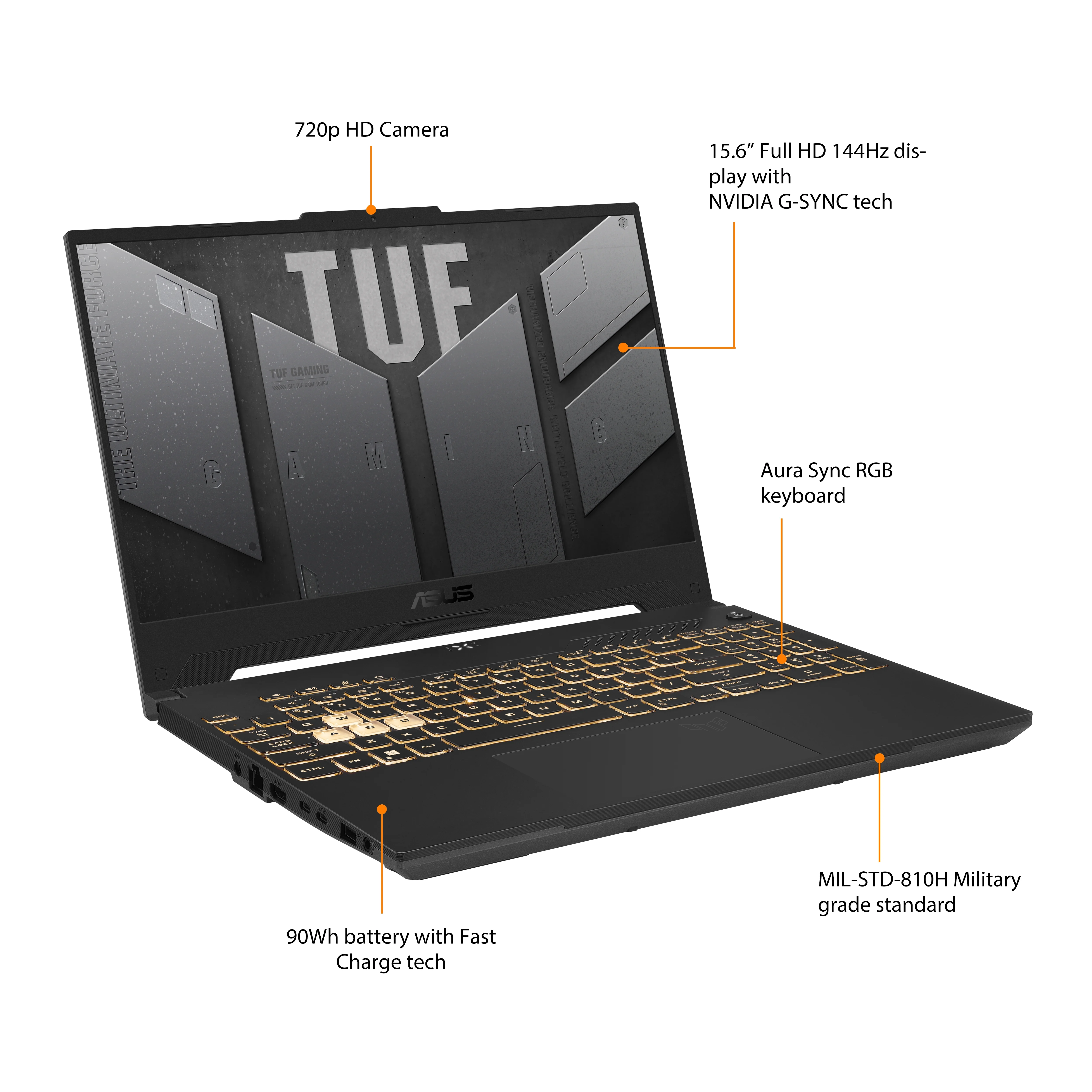 ASUS TUF Gaming F15 (2022) 15.6” FHD 144Hz Gaming Laptop, Core i7-12700H, 16GB RAM, RTX 3050, 1TB SSD, Windows 11, FX507ZC-IS74