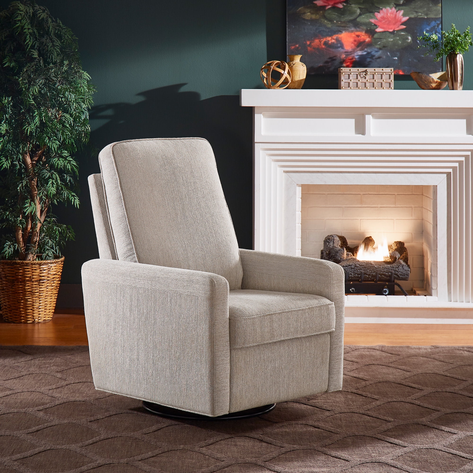 Weston Home Cleta Push Back Swivel Recliner Chair, Grey Fabric