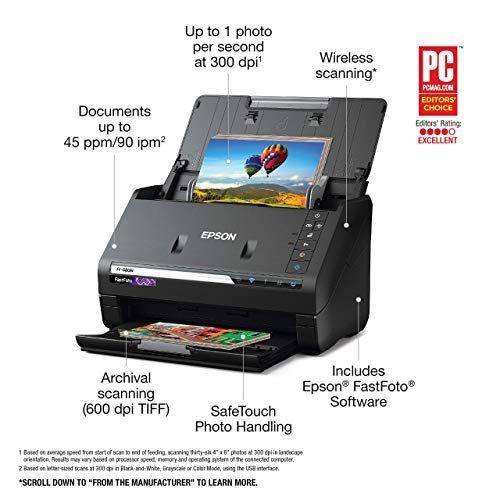 Epson FastFoto FF-680W Wireless High-Speed Photo and Document Scanning System, Black