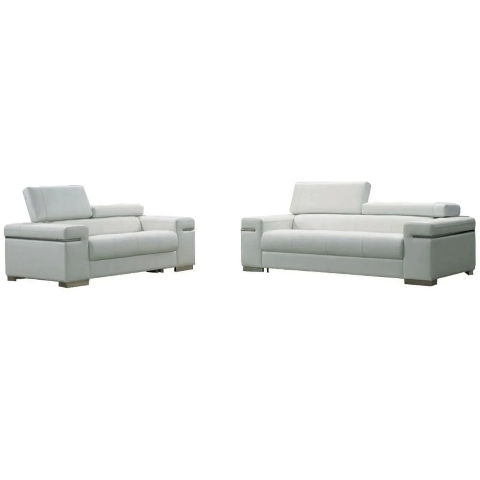 Soho Leather Sofa Set, White, 2-Piece
