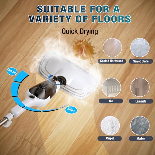 Steam Mop - 11-in-1 Steam Cleaner for Home with 15.2 OZ Water Tank & 23FT Power Cord, Detachable Steam Mops for Floor Cleaning MultiPurpose Steamer for Hardwood, Tile, Furniture with 11 Accessories