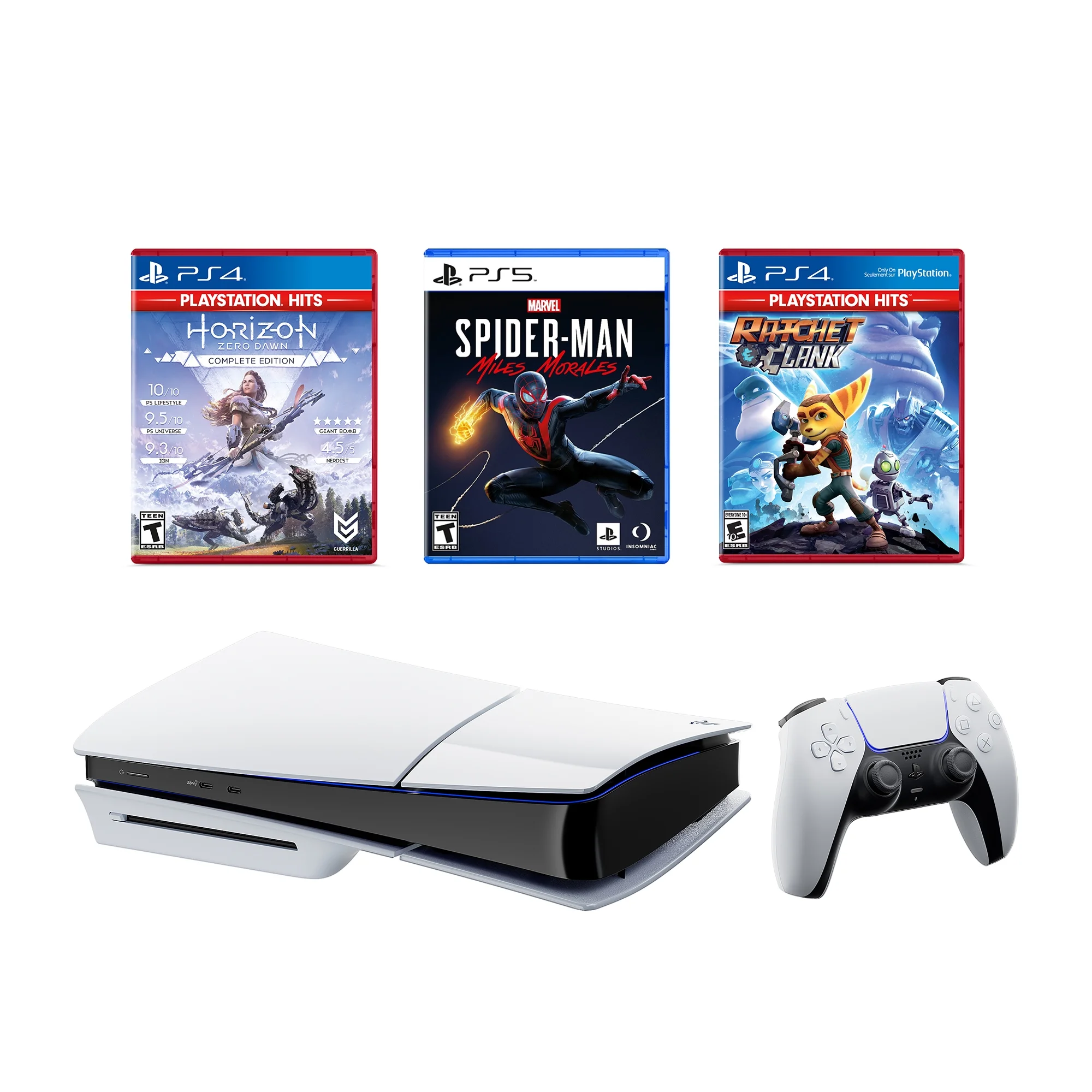 PlayStation 5 Disc Slim Version 3TB SSD PS5 Console with Wireless Controller with Marvel's Spider-Man: Miles Morales, Ratchet and Clank & Horizon Zero Dawn - CFI-2015 PS5