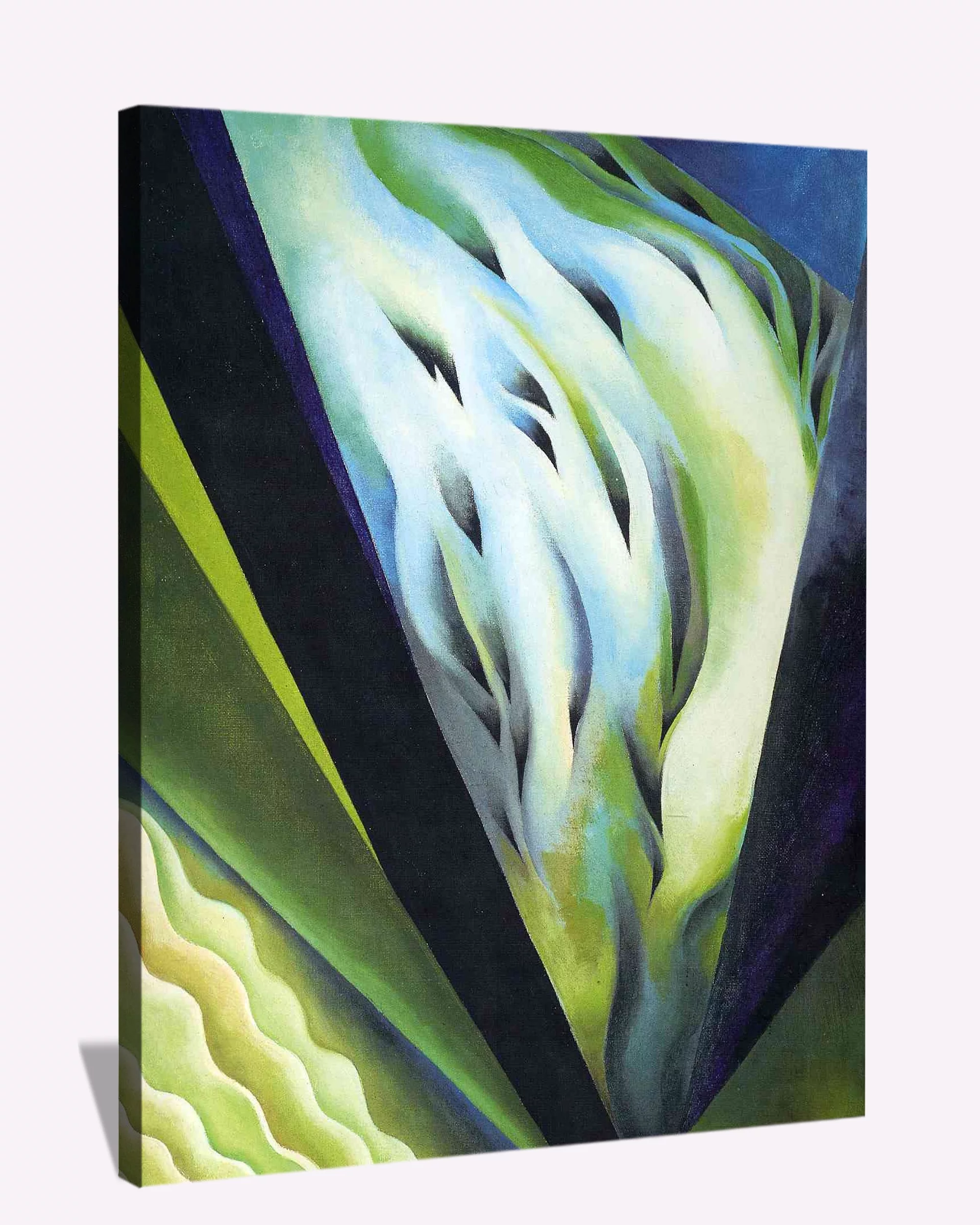 Georgia Keeffe Paintings Enlarged Flowers Wall Art Blue And Green Music Framed Canvas Art