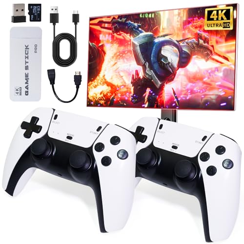 Wireless Retro Game Console Stick 4K，Retro Game Stick with Built-in 20+ Emulators, 20,000+ Games, 4k Hdmi Output & 2.4GHz Wireless Controller, Retro Game Emulators, Plug & Play TV Video Games(64G)