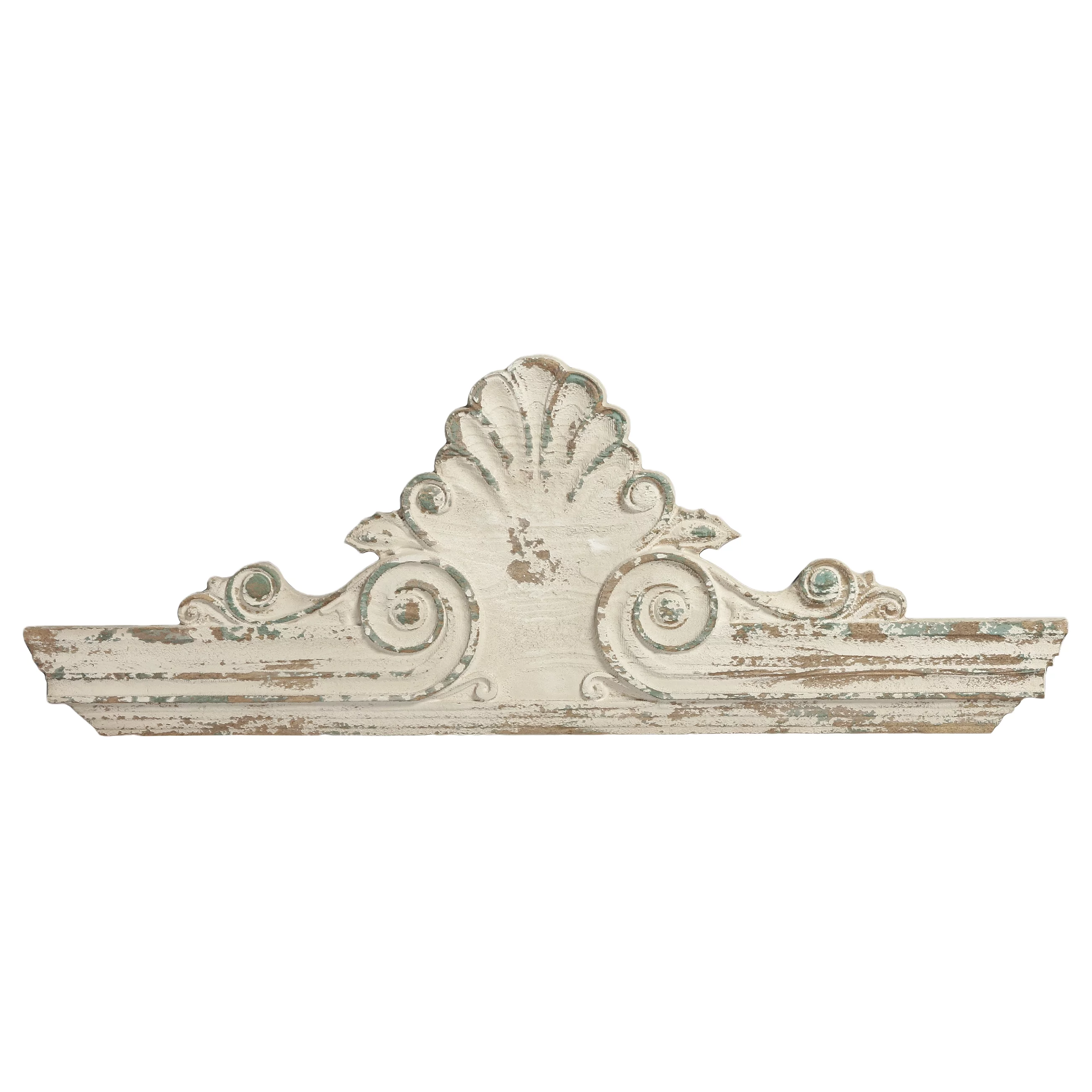 SOFE Distressed White Finish Wooden Scroll over the Door Decor 33