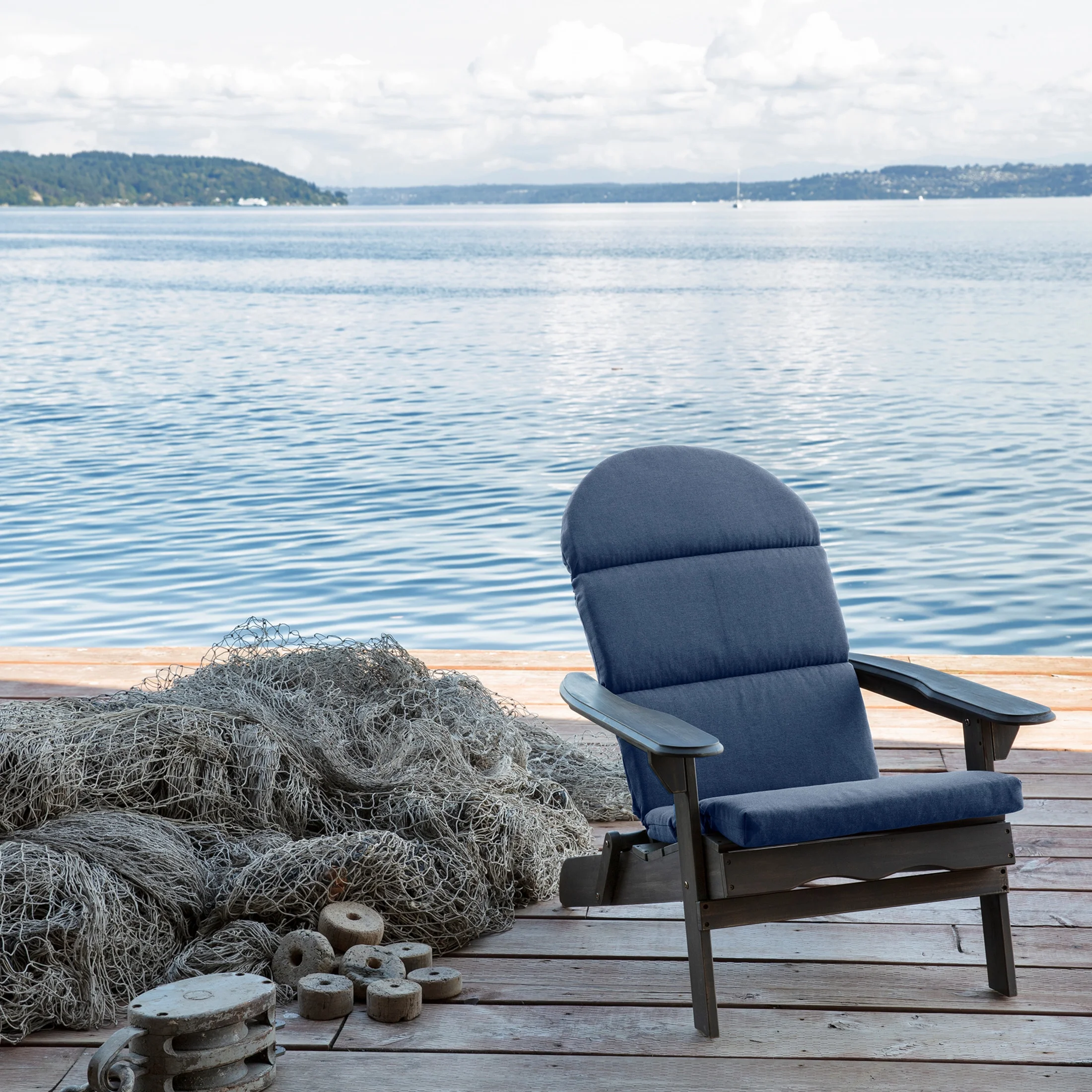 Arden Selections Oceantex Outdoor Rocking Chair or Adirondack Cushion, 21.5 x 19, Water Repellent, Fade Resistant 19 x 21.5, Ocean Blue