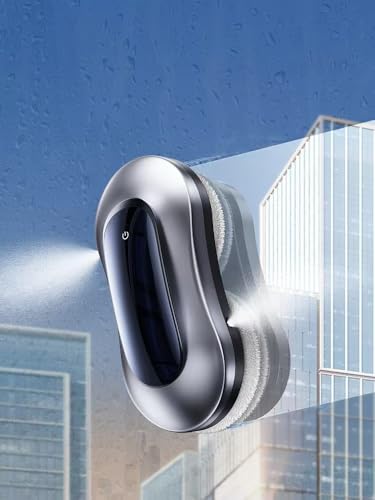 Window Cleaning Robot C1S | Auto Dual-Side Spray & Smart Path Planning | Strong Suction | Remote Control (Silver)