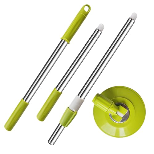 Extended Spin Mop Replacement Mop Handle, Upgraded 60-inch 360 Degrees Rotating Telescopic Replacement Mop Stick for Spin Mop Bucket Cleaning System Floor Cleaning (Plastic Disc, Green)